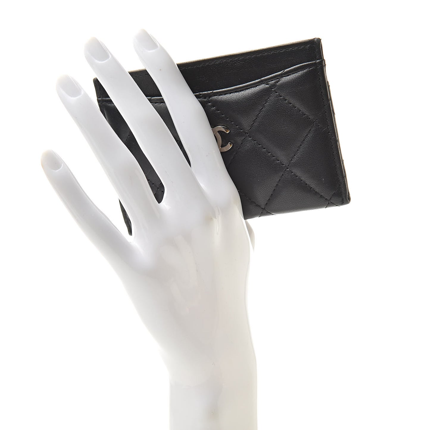 Lambskin Quilted Card Holder Black