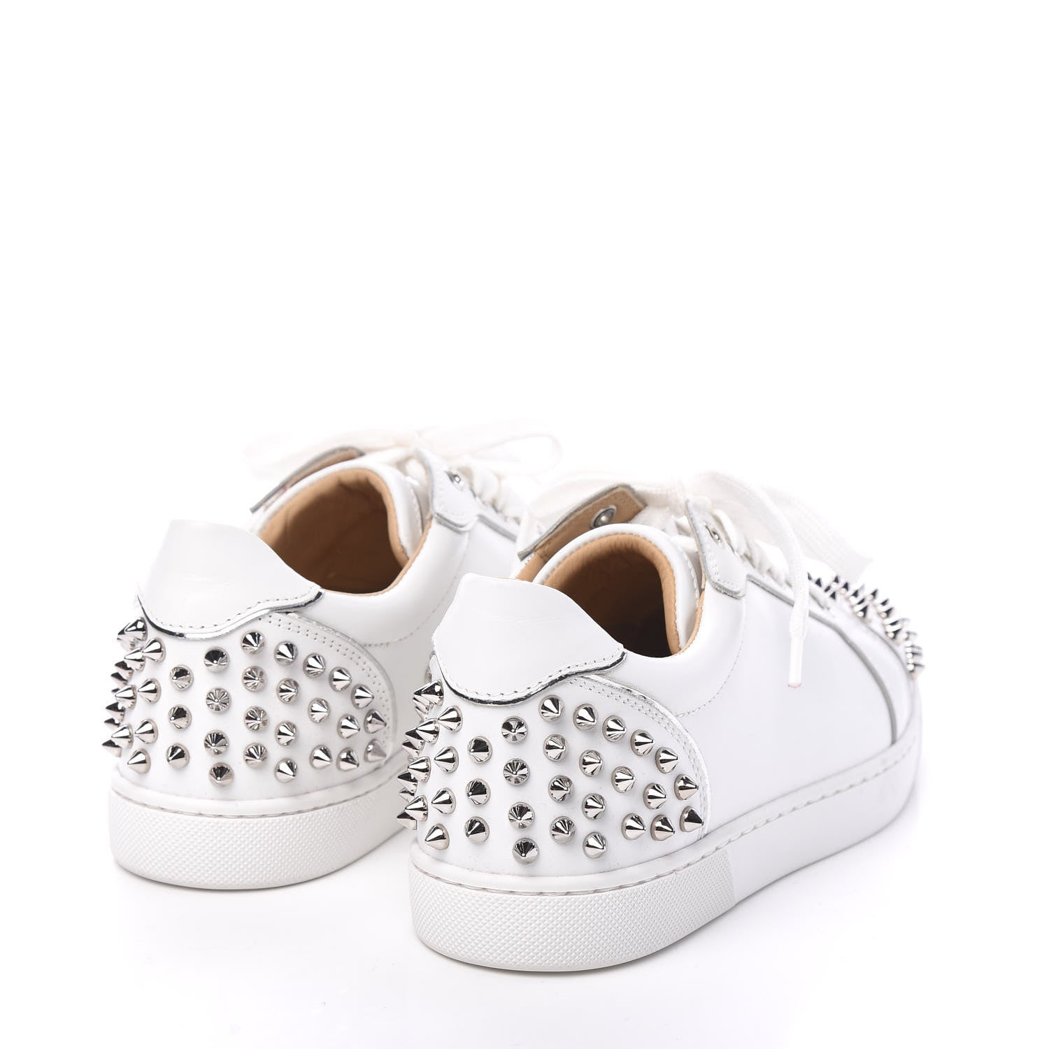 Christian Louboutin Calfskin Spikes Womens Vieira 2 Flat Sneakers 37 White 4 of 10