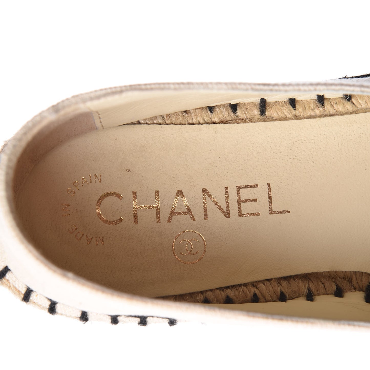 Fabric Biarritz CC Espadrilles 37 Beige Black