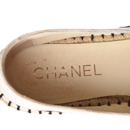 Chanel Fabric Biarritz CC Espadrilles 37 Beige Black 9 of 11