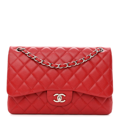 Chanel Caviar Quilted Jumbo Double Flap Red 1 of 10