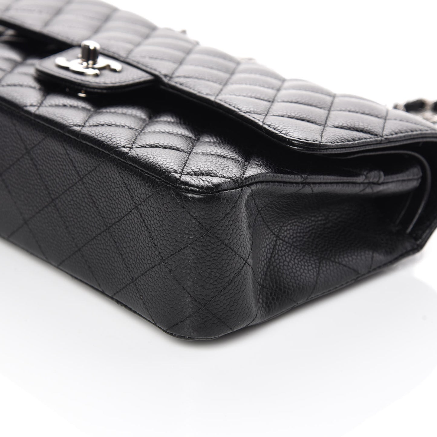 Caviar Quilted Medium Double Flap Black