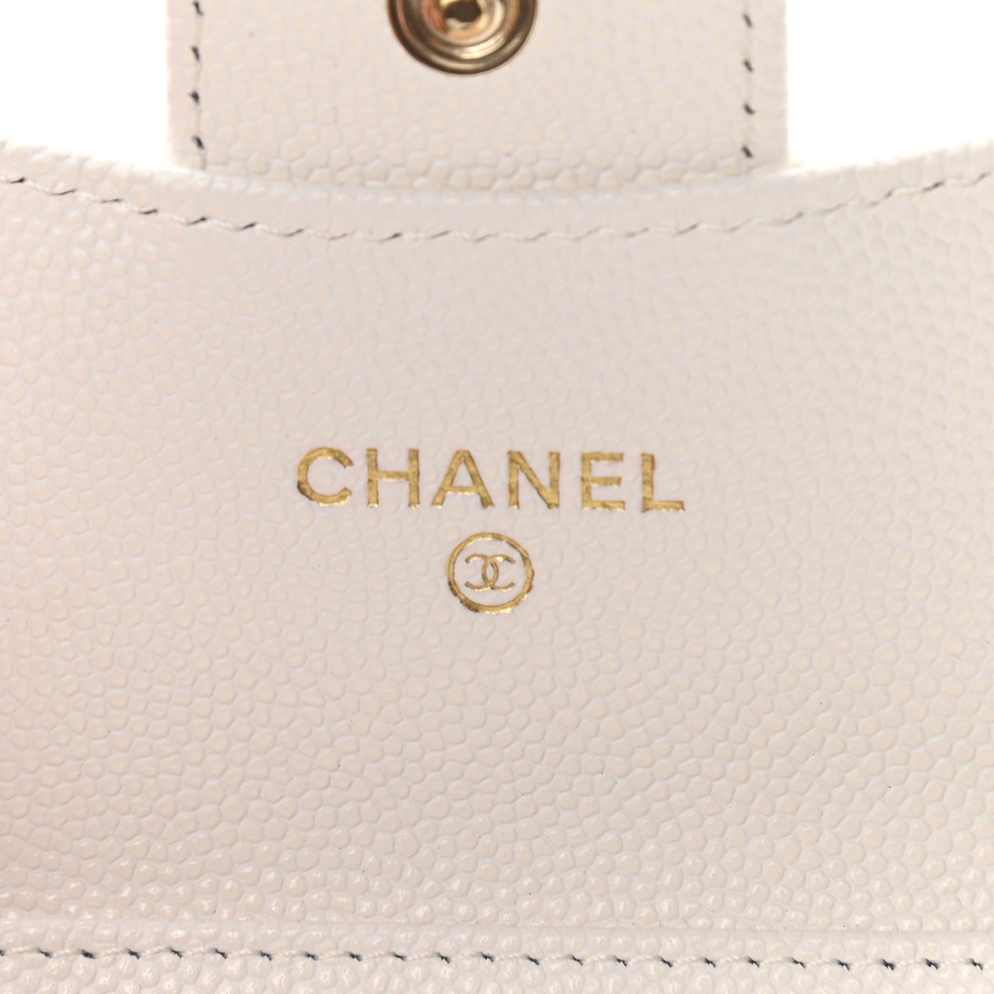 Caviar Quilted Flap Card Holder On Chain White