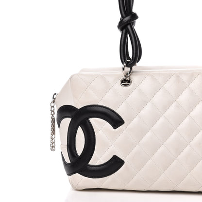 Chanel Calfskin Quilted Large Cambon Bowler White Black 13 of 13