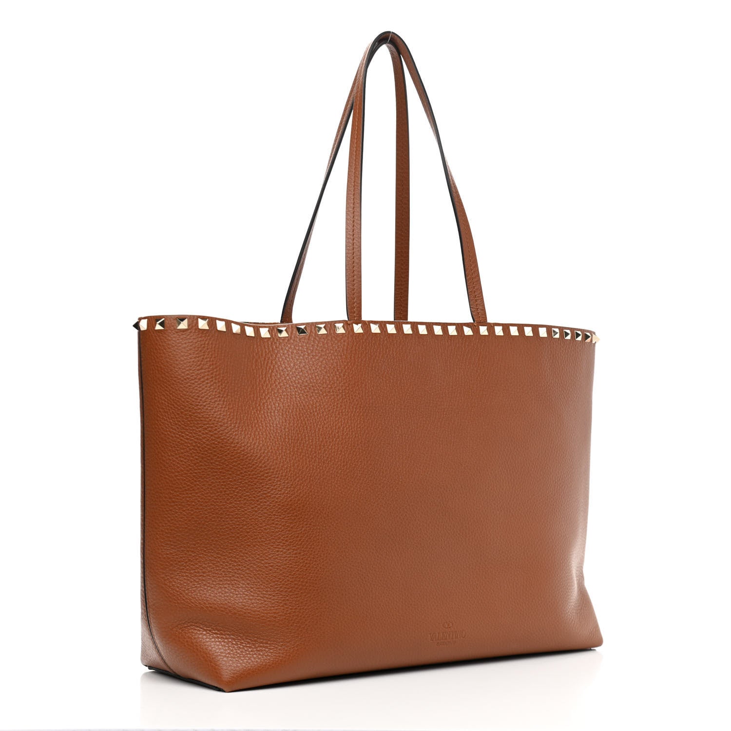 Valentino Garavani Grained Calfskin Rockstud Shoulder Tote Tan 3 of 10