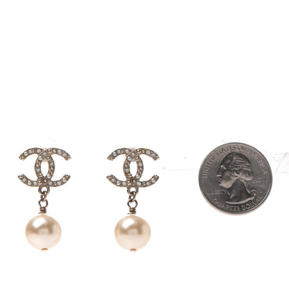 Chanel Crystal Pearl CC Drop Earrings 2 of 4