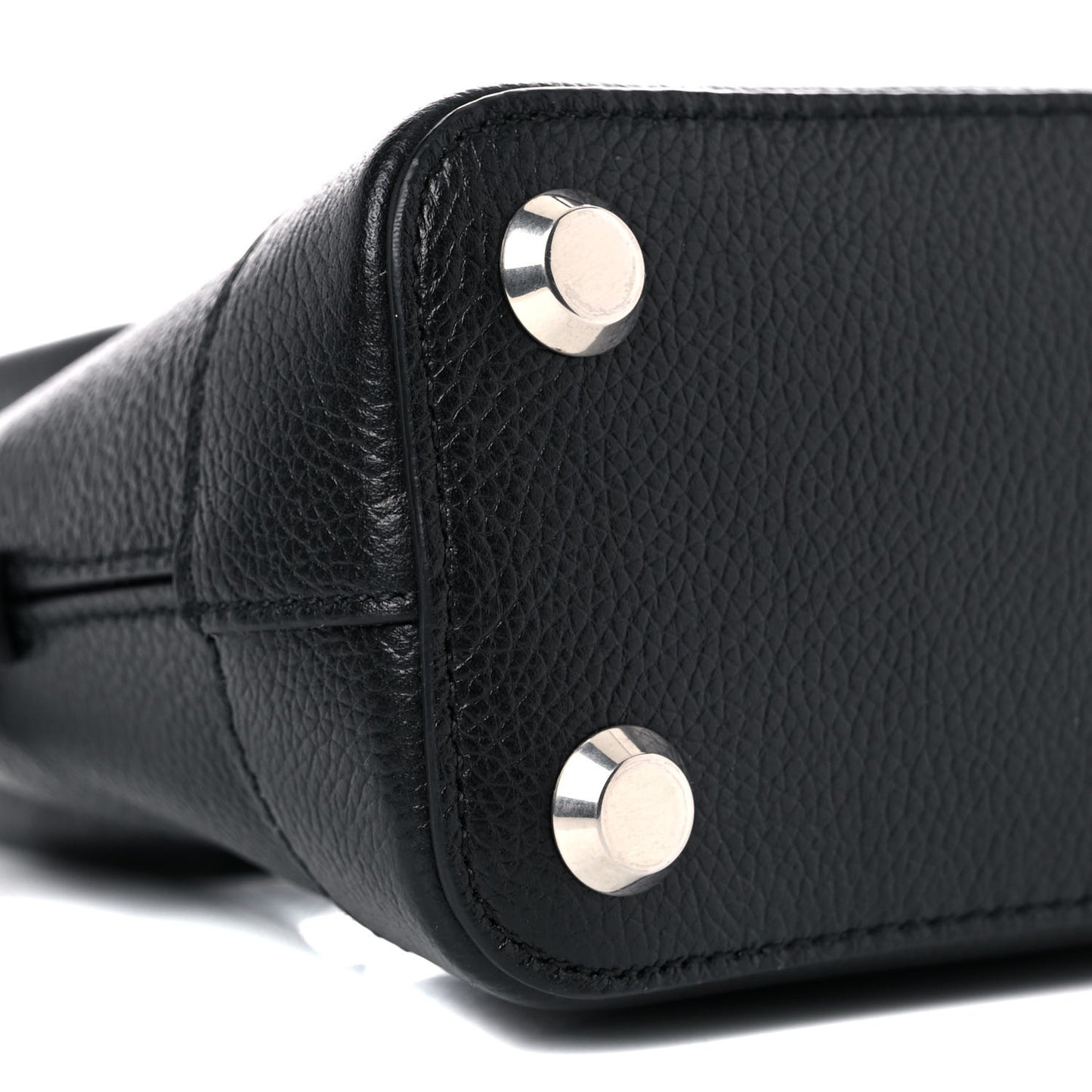 Grained Calfskin Cities Paris XXS Ville Top Handle Bag Black White