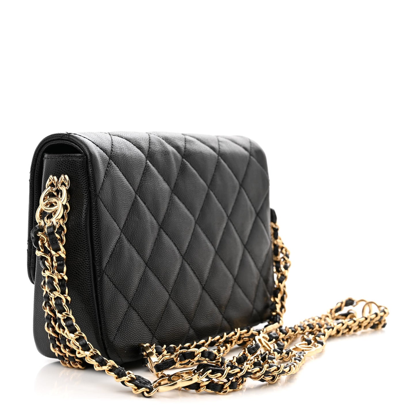 Caviar Quilted Mini CC You Flap Black