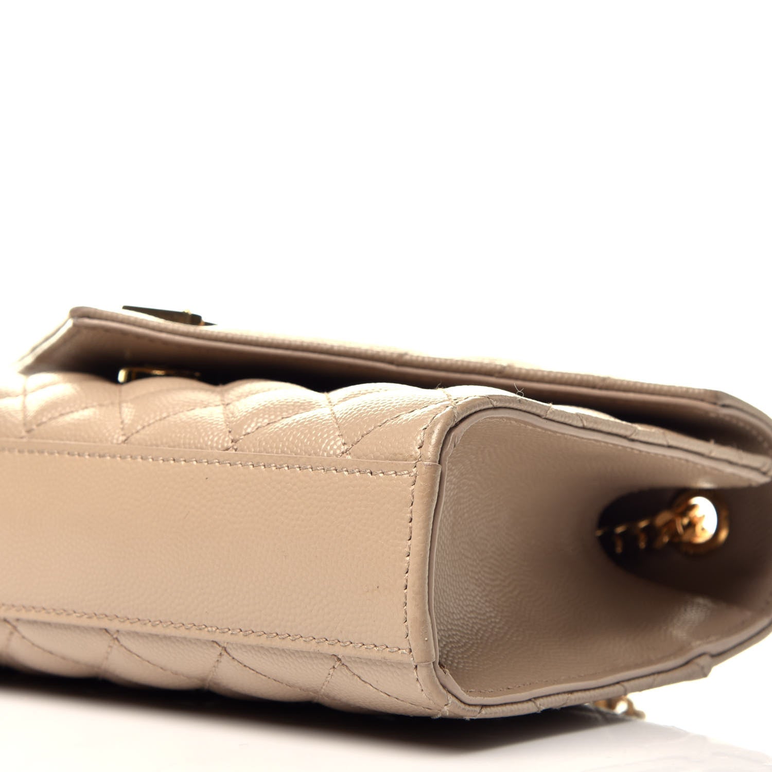 Saint Laurent Grain De Poudre Tri-Quilt Monogram Small College Bag Dark Beige 8 of 8