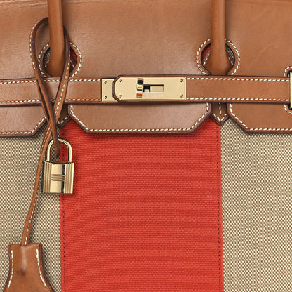 Hermes Toile Natural Barenia Flag Birkin 35 Fauve Paprika 8 of 18