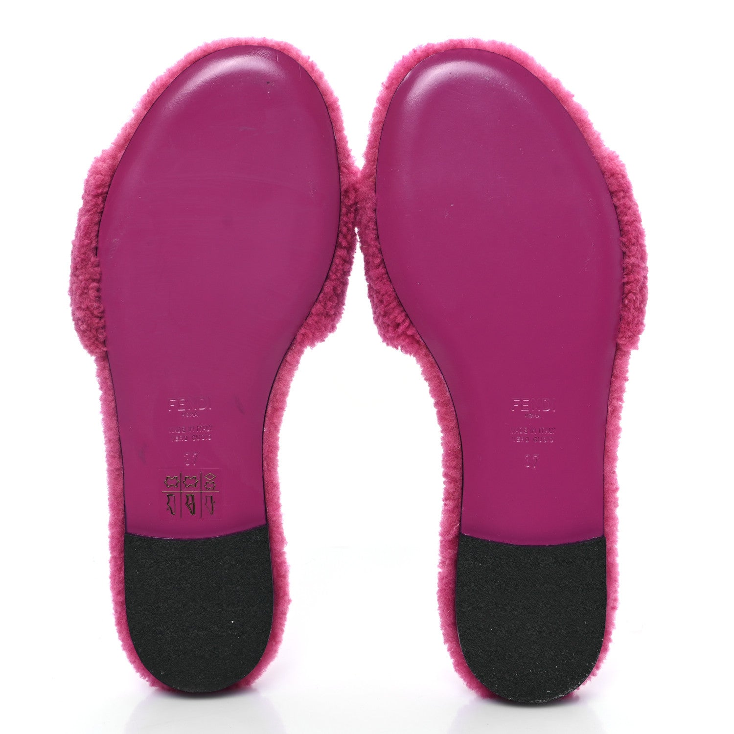 Fendi Shearling FF Baguette Slide Sandals  37 Pink 5 of 8