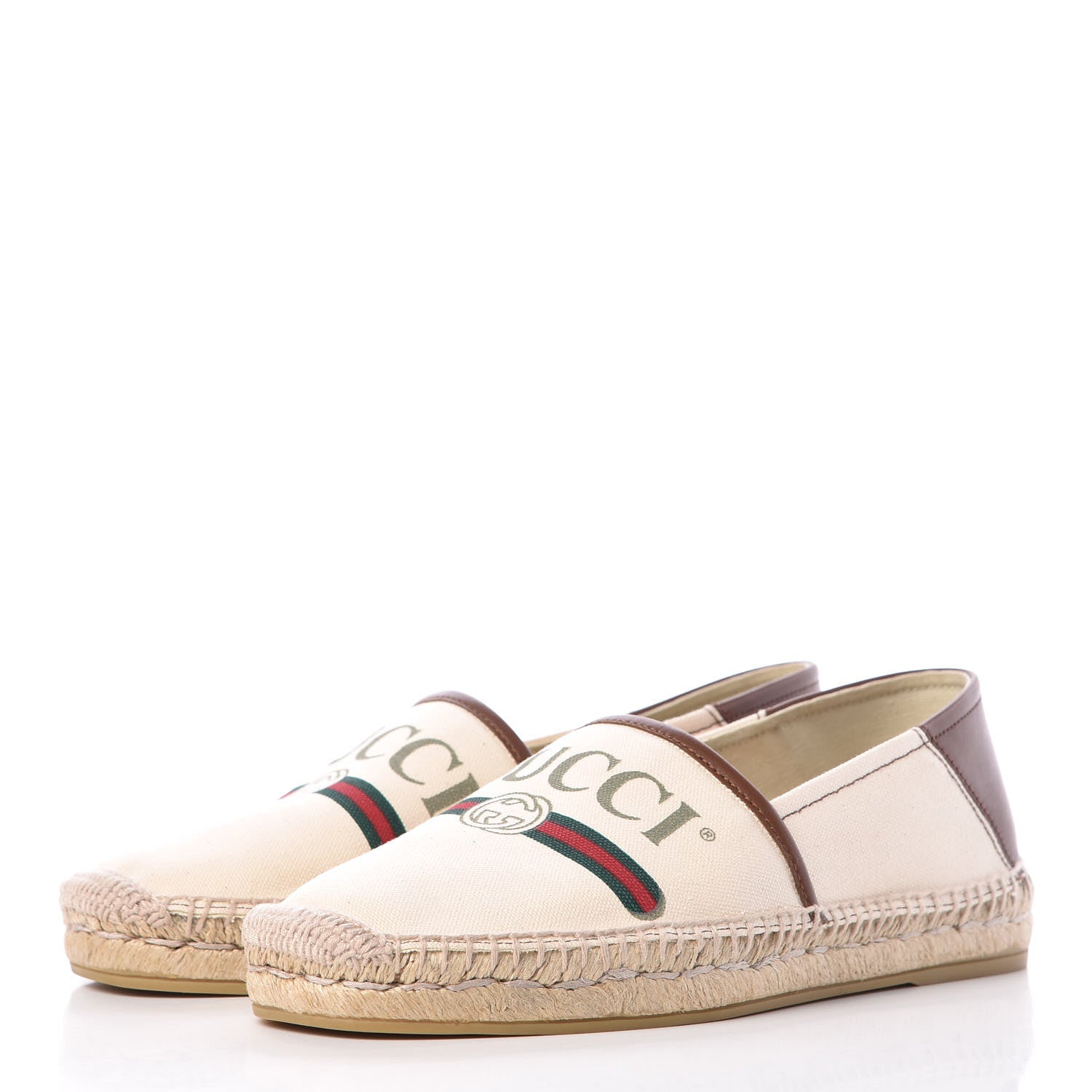 Gucci Canvas Miro Soft Calfskin Logo Mens Espadrilles 6 Greggio Cuir 3 of 15