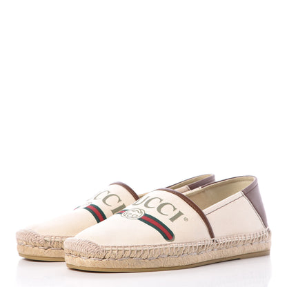 Gucci Canvas Miro Soft Calfskin Logo Mens Espadrilles 6 Greggio Cuir 3 of 15