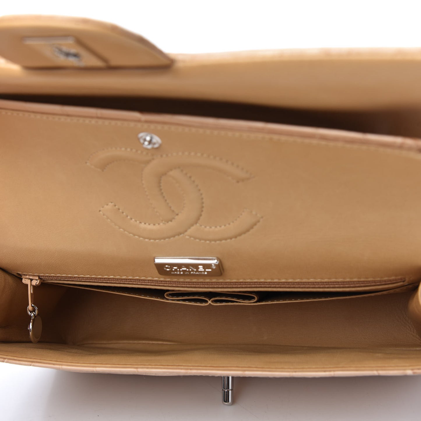 Alligator Medium Double Flap Beige