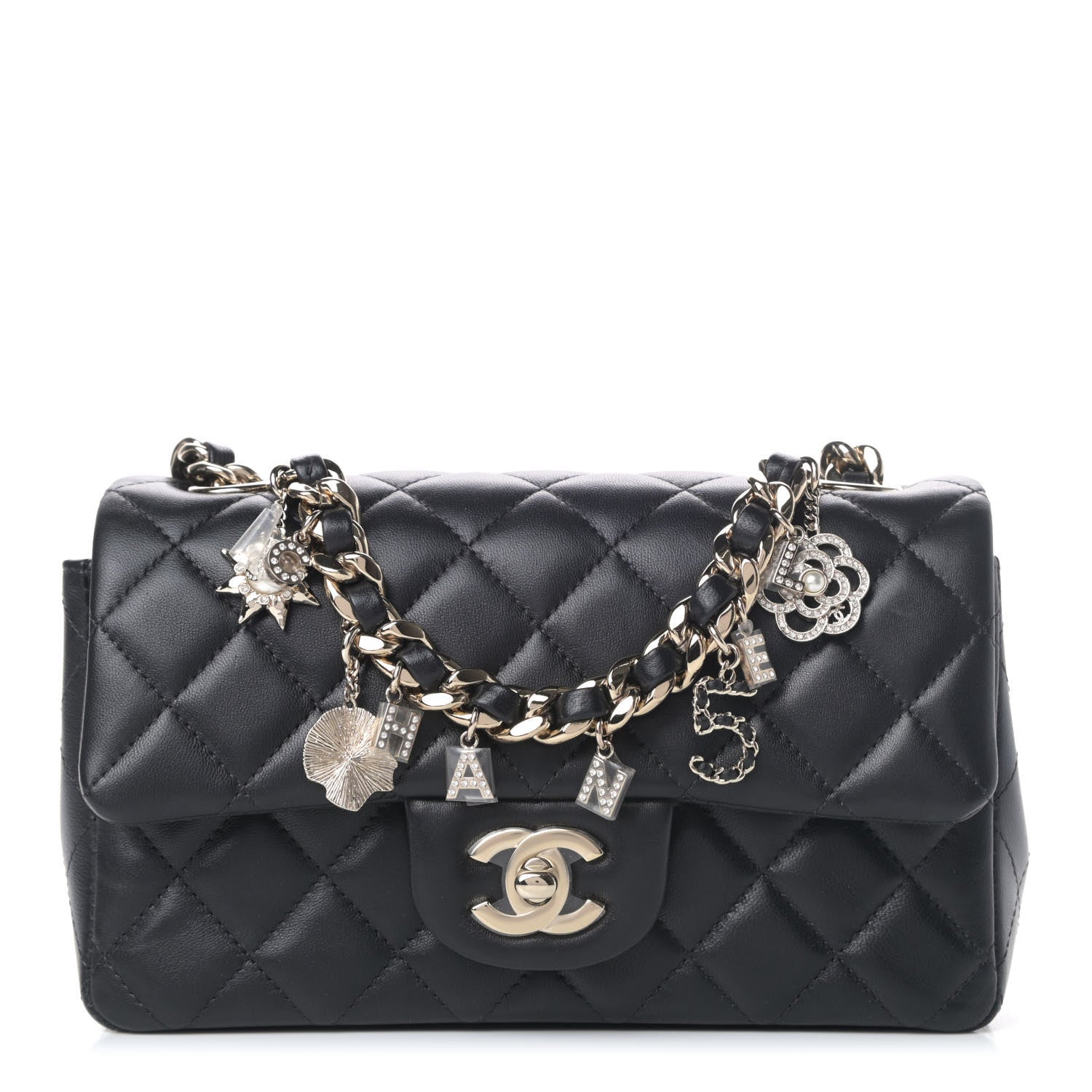 Chanel Lambskin Quilted Mini Coco Charms Rectangular Flap Black 1 of 6