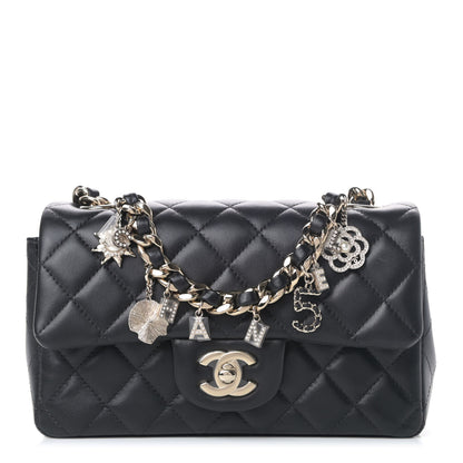 Chanel Lambskin Quilted Mini Coco Charms Rectangular Flap Black 1 of 6