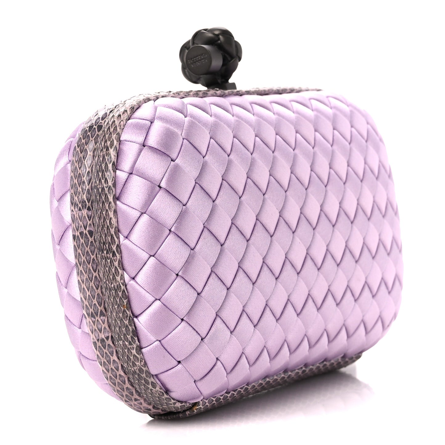 Satin Intreccio Impero Ayers Knot Clutch Lilac
