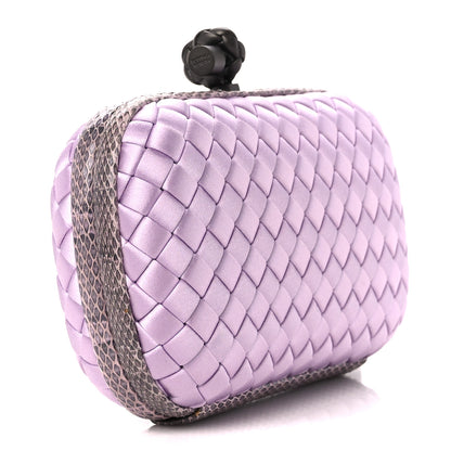Bottega Veneta Satin Intreccio Impero Ayers Knot Clutch Lilac 3 of 9