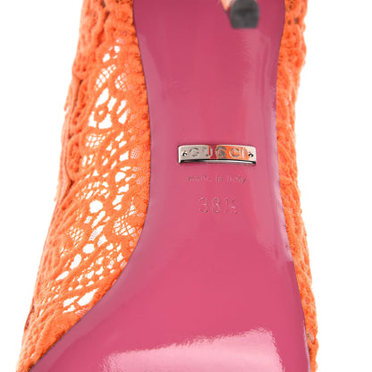 Gucci Lace Pizzo Venice Pumps 38.5 Orange Fluo 6 of 9
