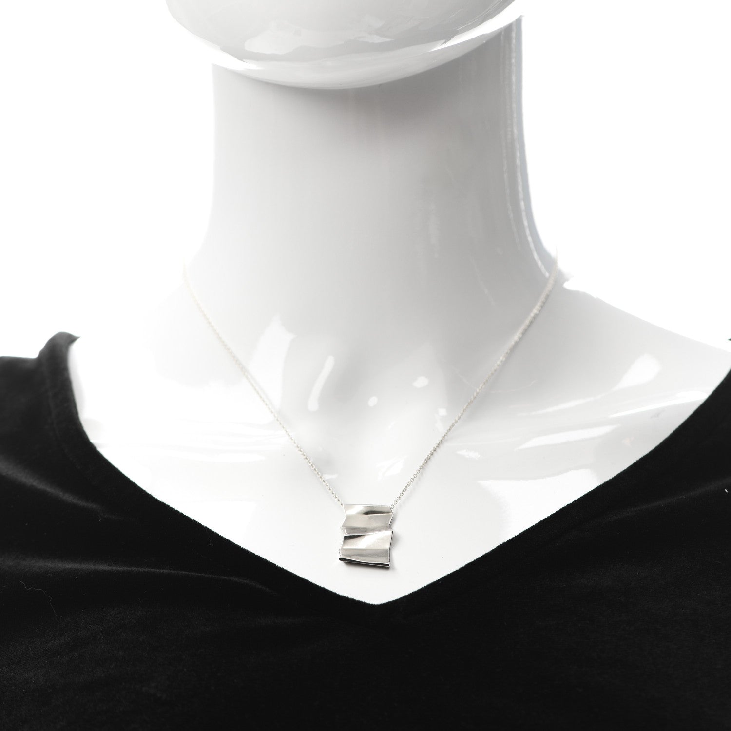 Tiffany Sterling Silver Frank Gehry Fold Pendant Necklace 2 of 6