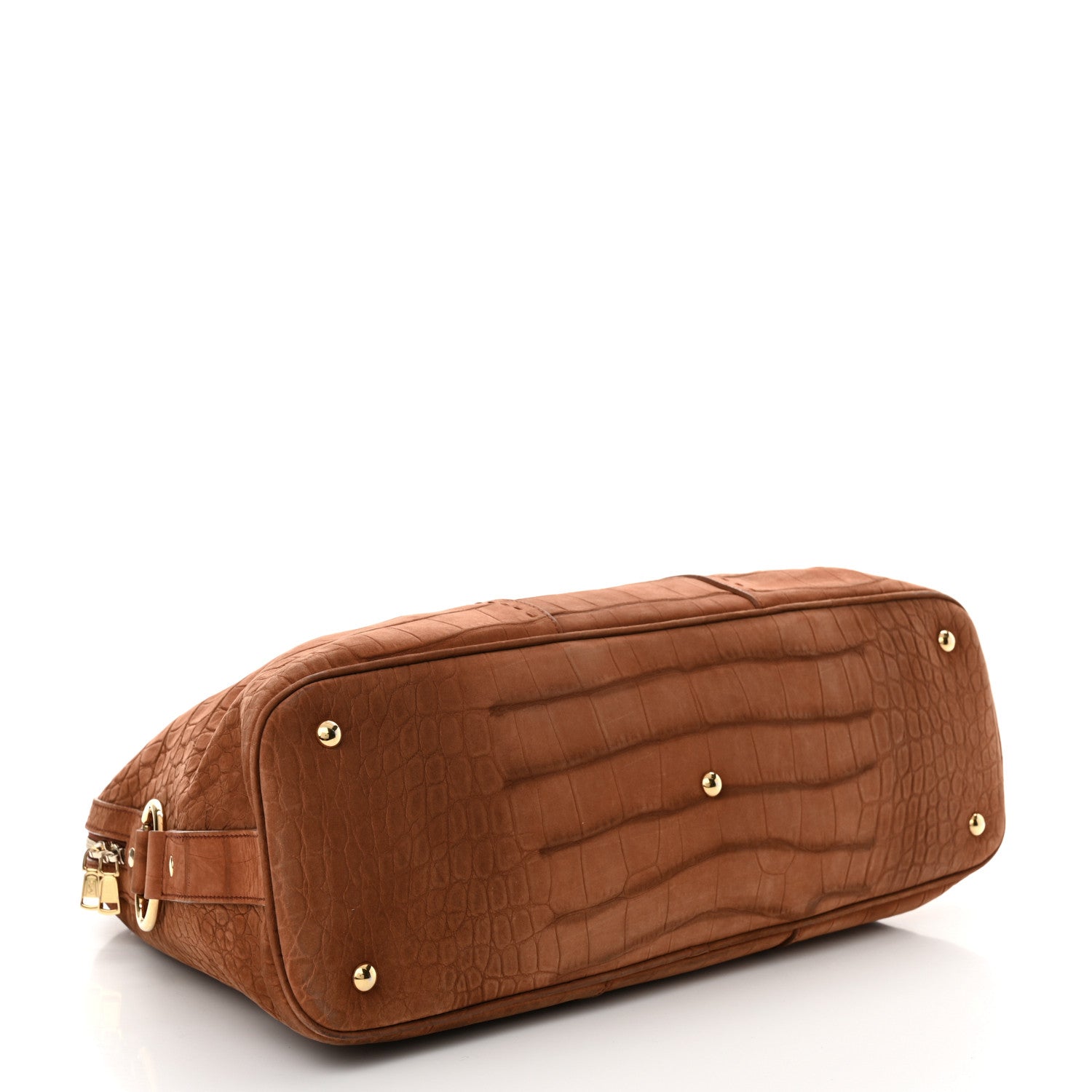 Saint Laurent Nubuck Crocodile Embossed Oversized Muse Brown 4 of 12