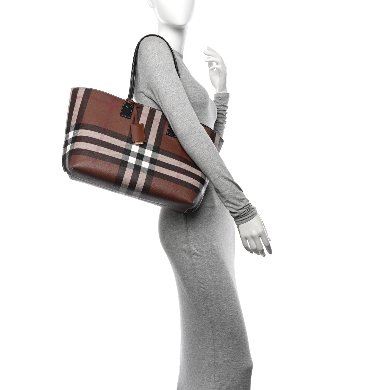 Burberry E-Canvas Check Medium Soft TB Tote Dark Birch Brown 3 of 10