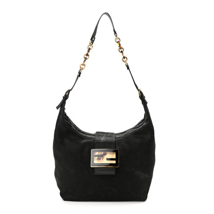 Fendi Vitello Savana Forever Hobo Black Tartaruga Natural 1 of 9