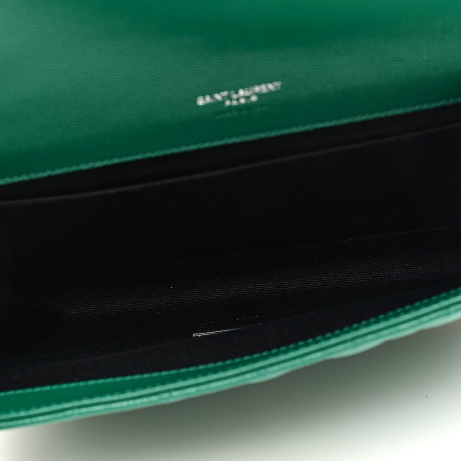 Saint Laurent Grain De Poudre Textured Mixed Matelasse Triquilt Monogram Clutch Green Field 5 of 6