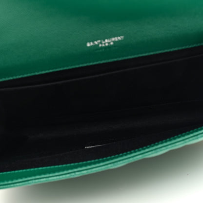 Saint Laurent Grain De Poudre Textured Mixed Matelasse Triquilt Monogram Clutch Green Field 5 of 6
