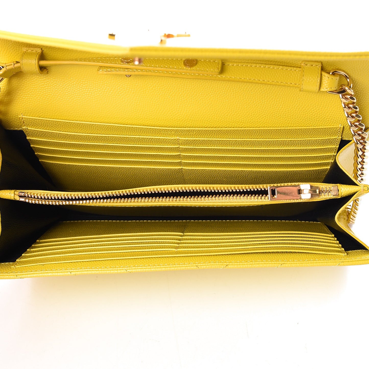 Grain De Poudre Matelasse Chevron Monogram Chain Wallet Yellow