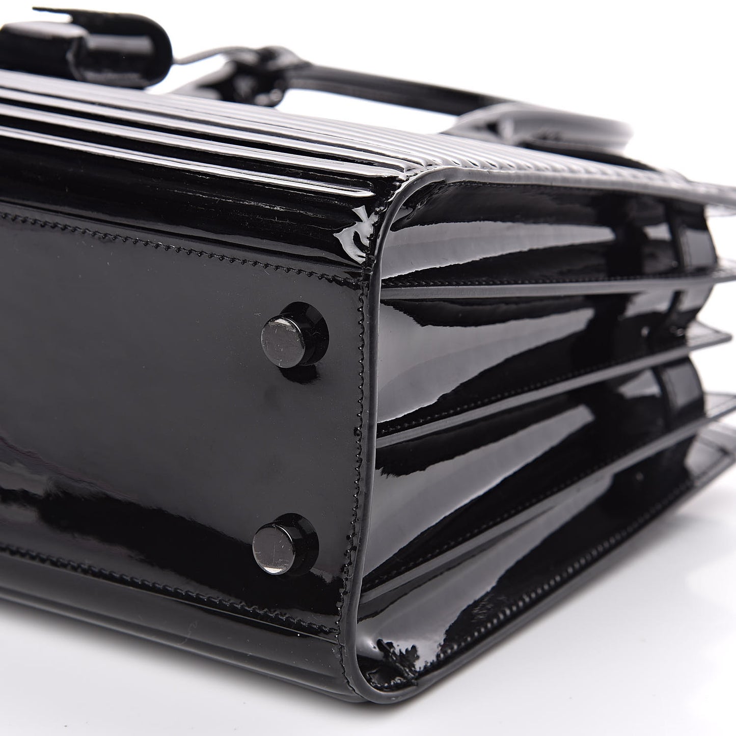 Ribbed Patent Calfskin Baby Sac De Jour Black