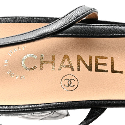 Chanel Lambskin Patent Calfskin Quilted Cap Toe CC Slingback Pumps 41 Black 8 of 10