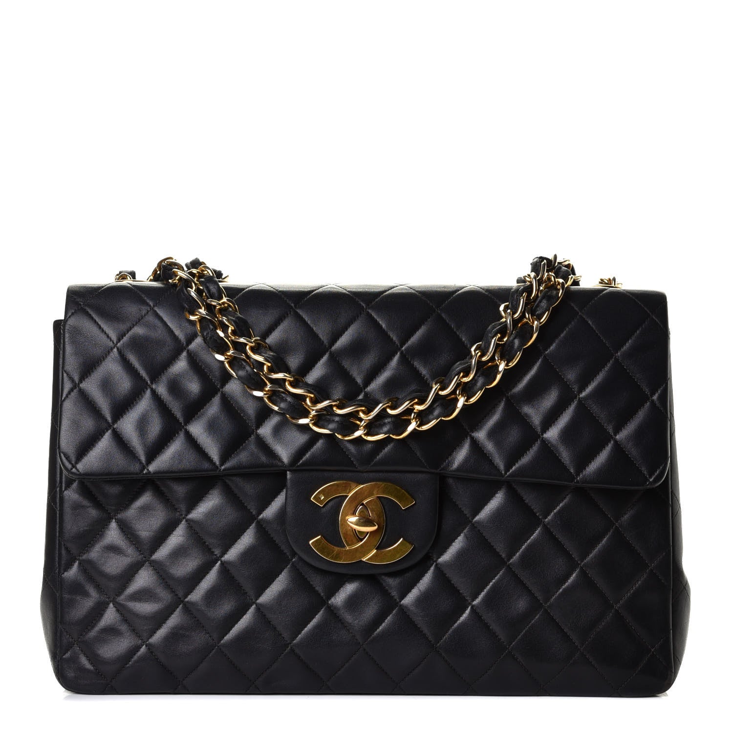 Chanel Lambskin Quilted XL Jumbo Single Flap Black 1 of 5