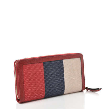 Gucci Canvas Sylvie Stripe Logo Zip Around Wallet Mystic White Hibiscus Red Maritime 3 of 7