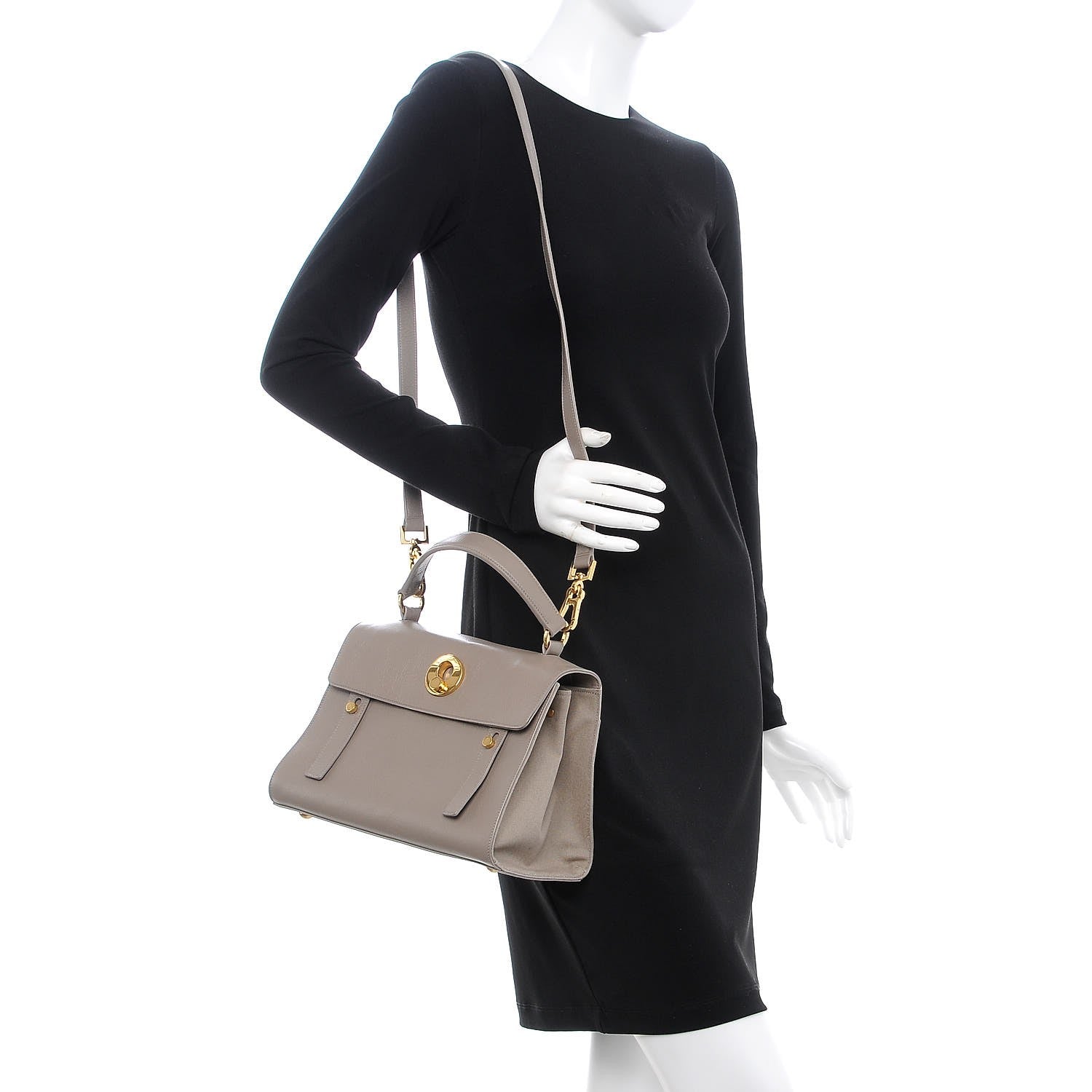 Saint Laurent Calfskin Canvas Small Muse Two Gray 2 of 8