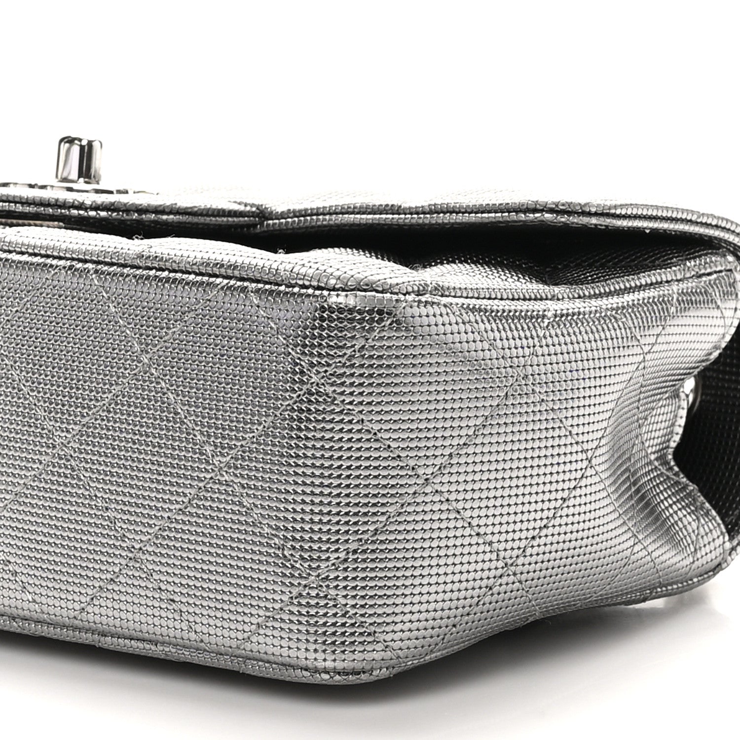 Chanel Metallic Calfskin Quilted Pixel Effect Mini Rectangular Flap Dark Silver 10 of 11
