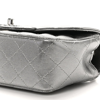 Chanel Metallic Calfskin Quilted Pixel Effect Mini Rectangular Flap Dark Silver 10 of 11