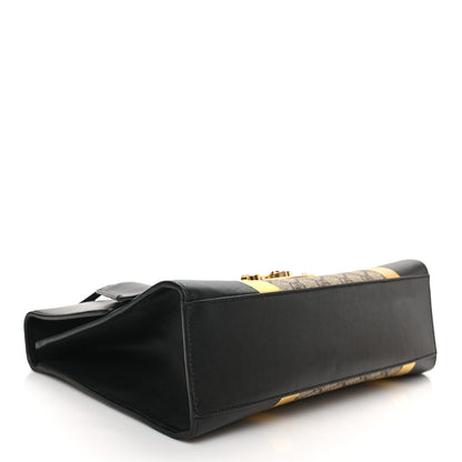 Gucci Calfskin GG Supreme Monogram Medium Padlock Shoulder Bag Black Gold 4 of 9