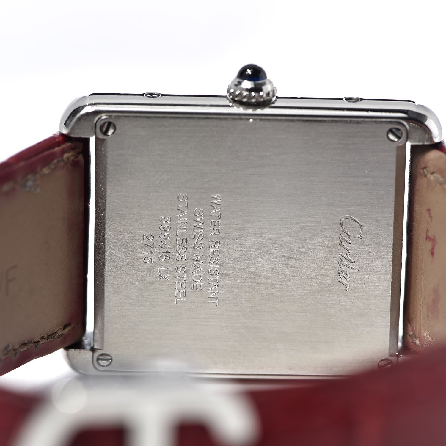 Cartier Stainless Steel Alligator 27mm Tank Solo Quartz Watch Red 5 of 9