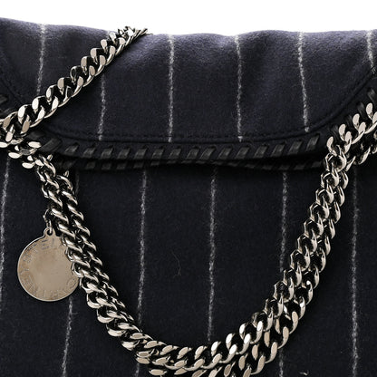 Stella McCartney Wool Stripe Falabella Fold Over Tote Navy 6 of 8
