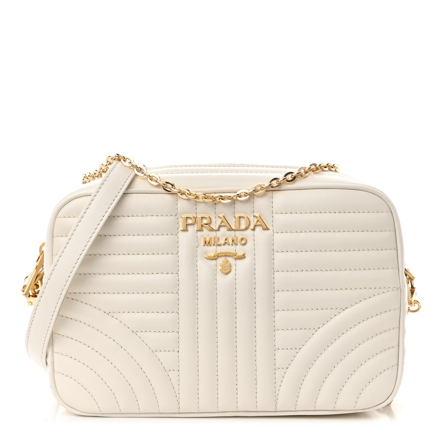 Soft Calfskin Diagramme Crossbody Bag White