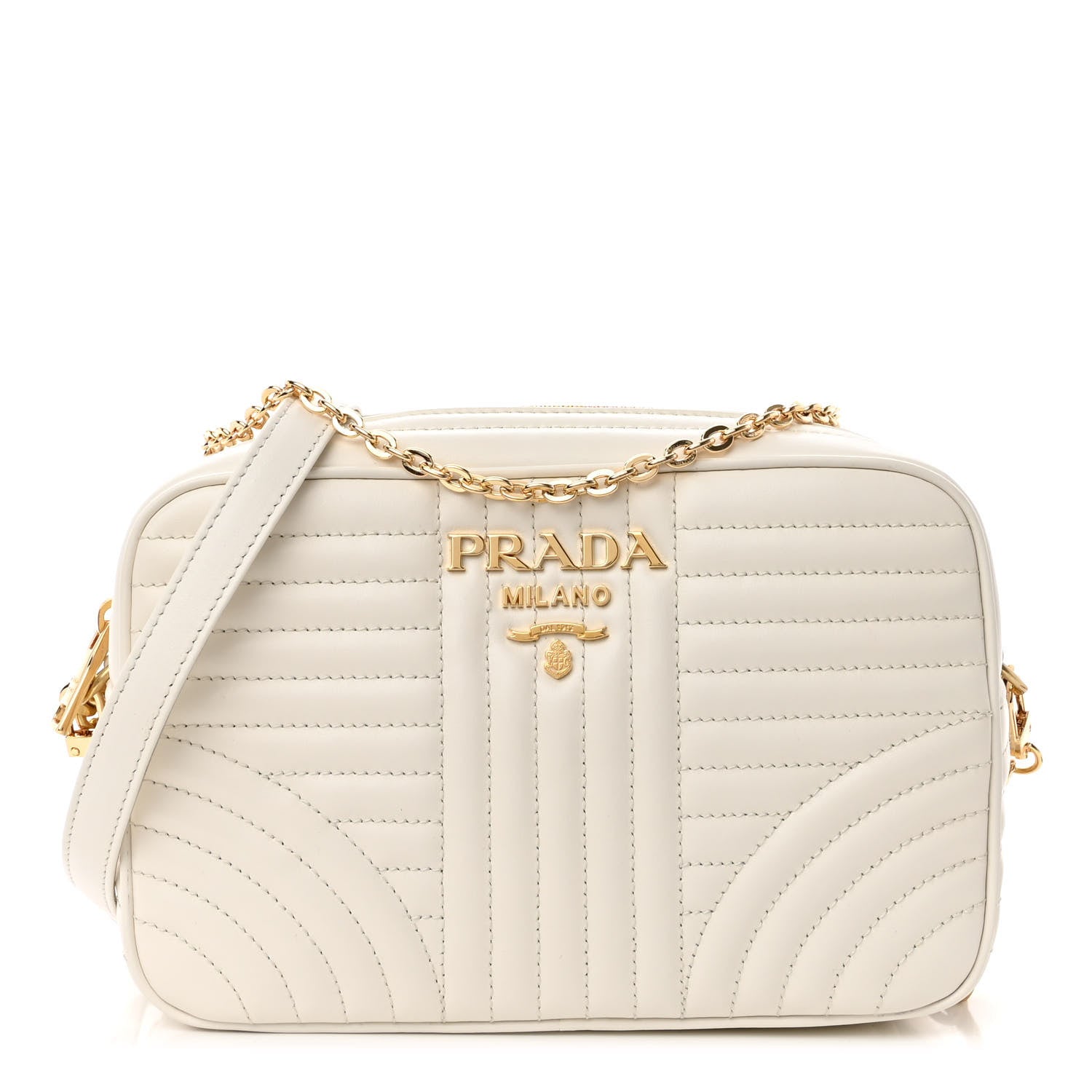 Prada Soft Calfskin Diagramme Crossbody Bag White 1 of 9