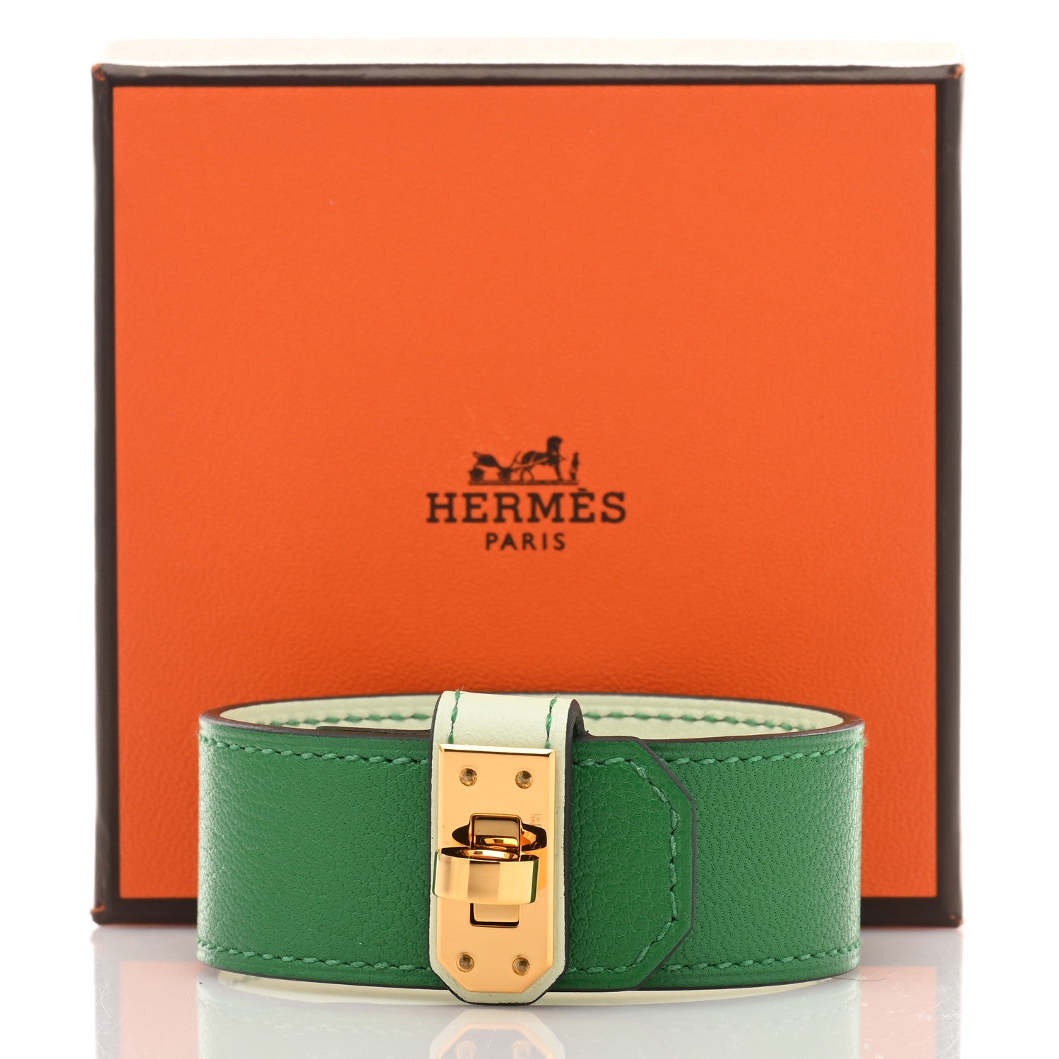 Hermes Chevre Mysore Kelly Twist Bracelet PM Bambou 4 of 4