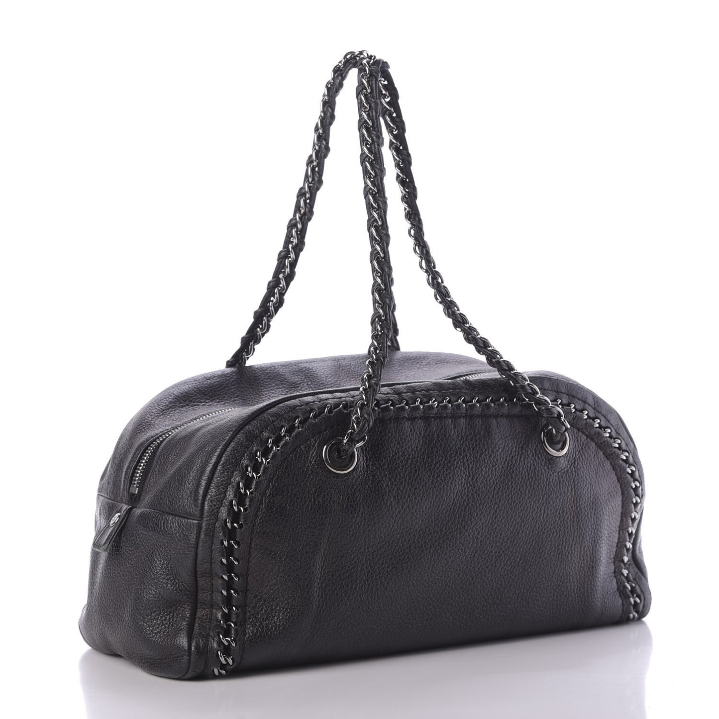 Goatskin Medium Luxe Ligne Bowler Black