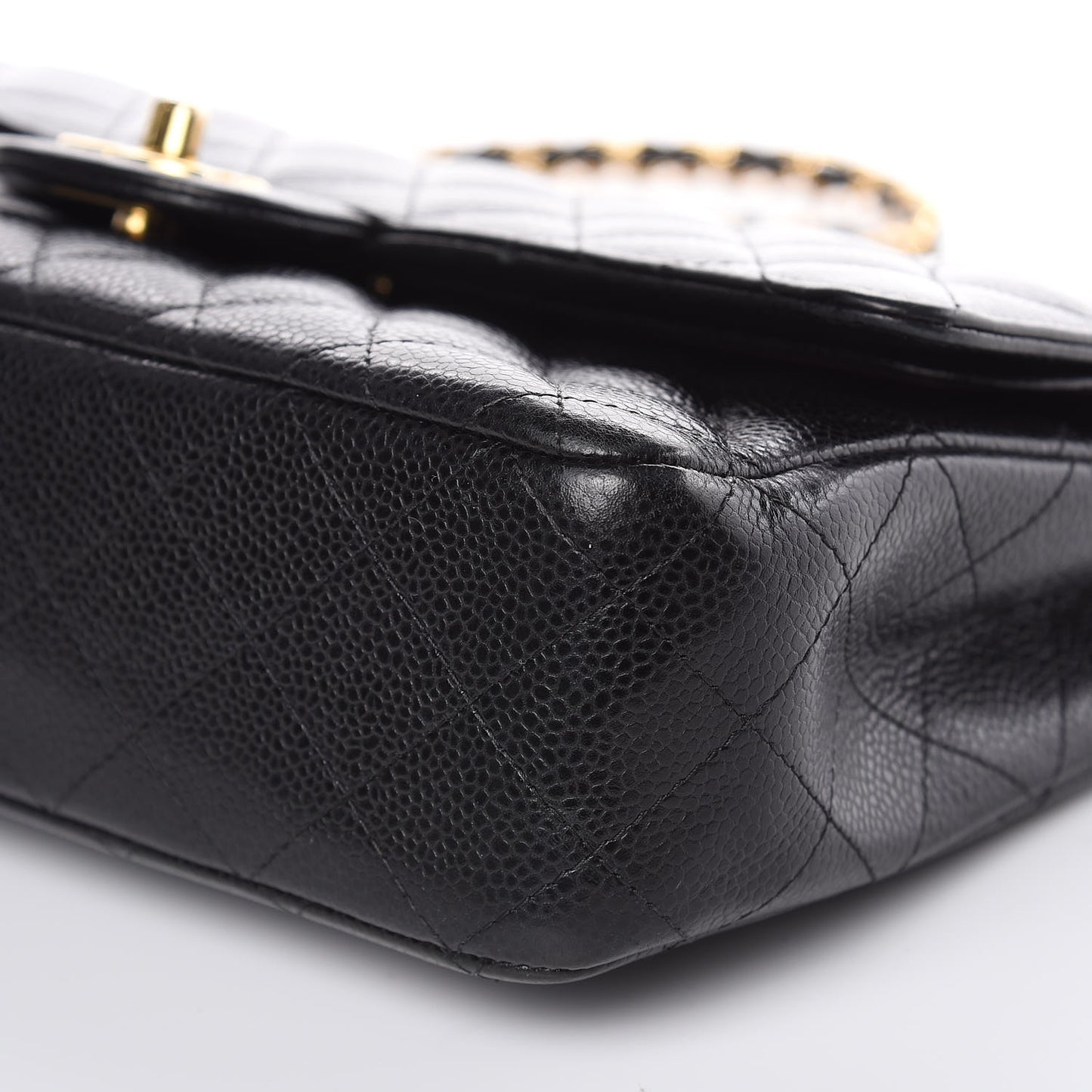 Caviar Quilted Medium Double Flap Black