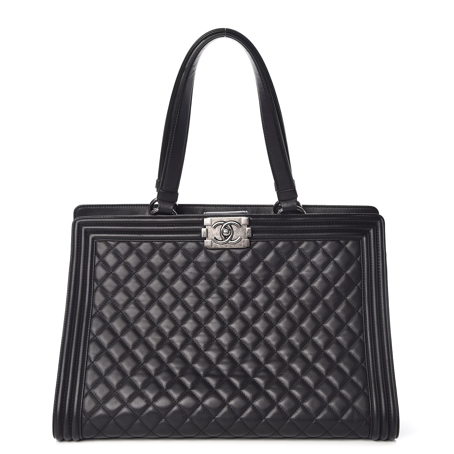 Chanel Calfskin Quilted Boy Shopping Tote Black 1 of 7