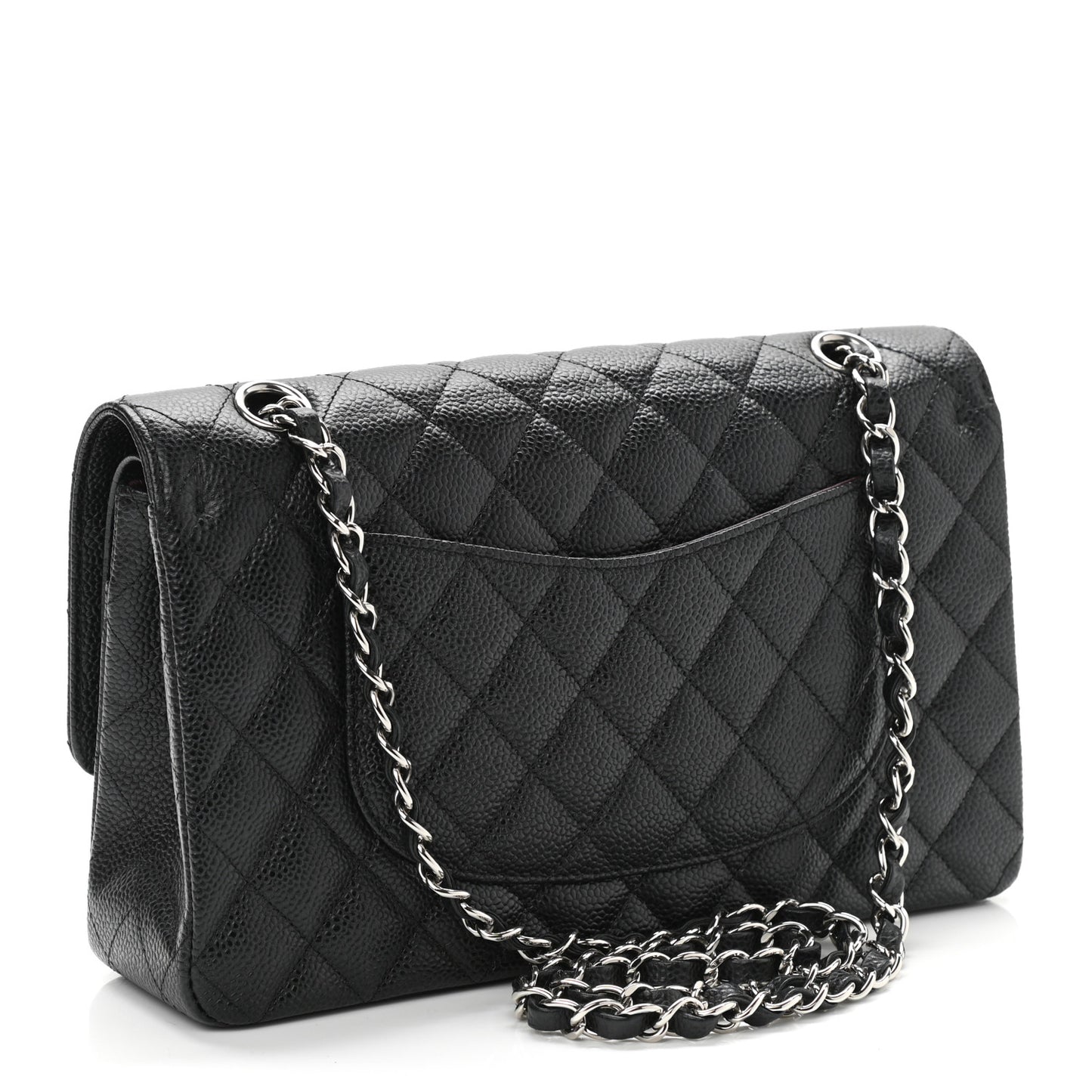 Caviar Quilted Medium Double Flap Black