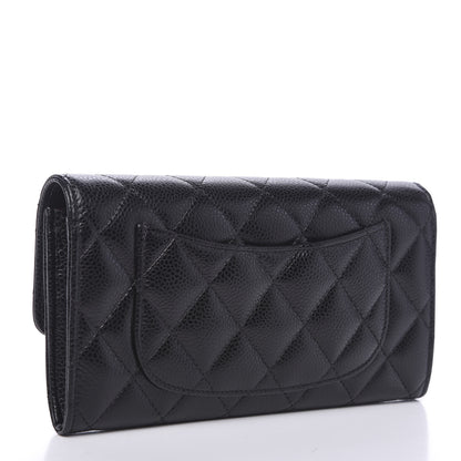 Chanel Caviar Quilted Large Gusset Flap Wallet Black 2 of 8