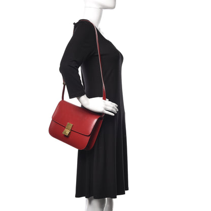 Celine Box Calfskin Medium Classic Box Flap Bag Red 2 of 13