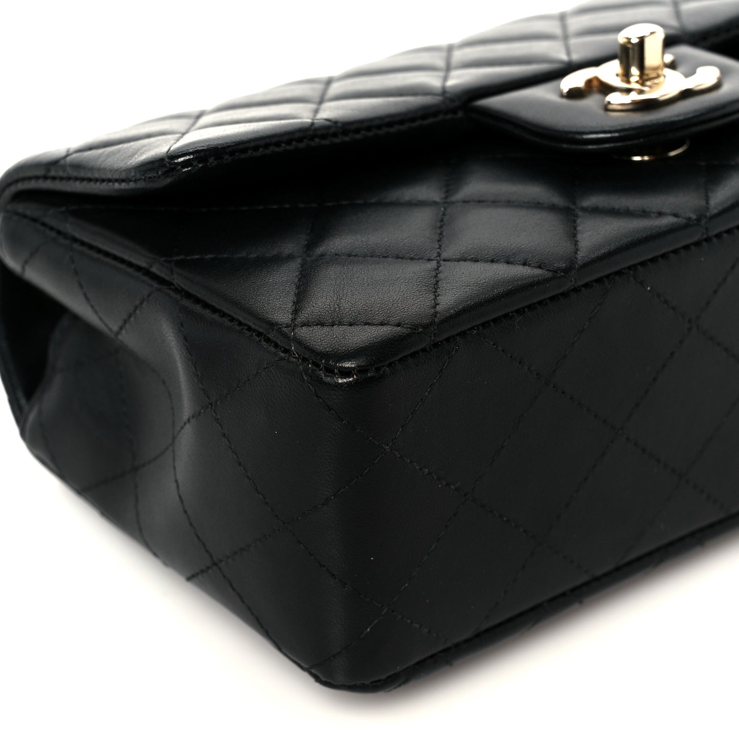 Lambskin Quilted Mini Rectangular Flap Black